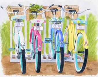 Bicycle/ watercolor/ print / home decor/ art print/ custom art