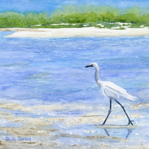 Egret/ print of original watercolor painting/ home decor/ art print