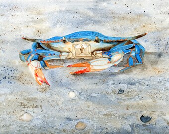 Crab/ print of original watercolor painting/ beach decor/ coastal style/ art print