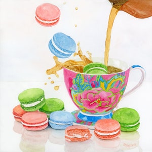 Teacup painting/ watercolor teacup/ art print of teacup/ gift for tea lover/ Mother&#39;s day gift