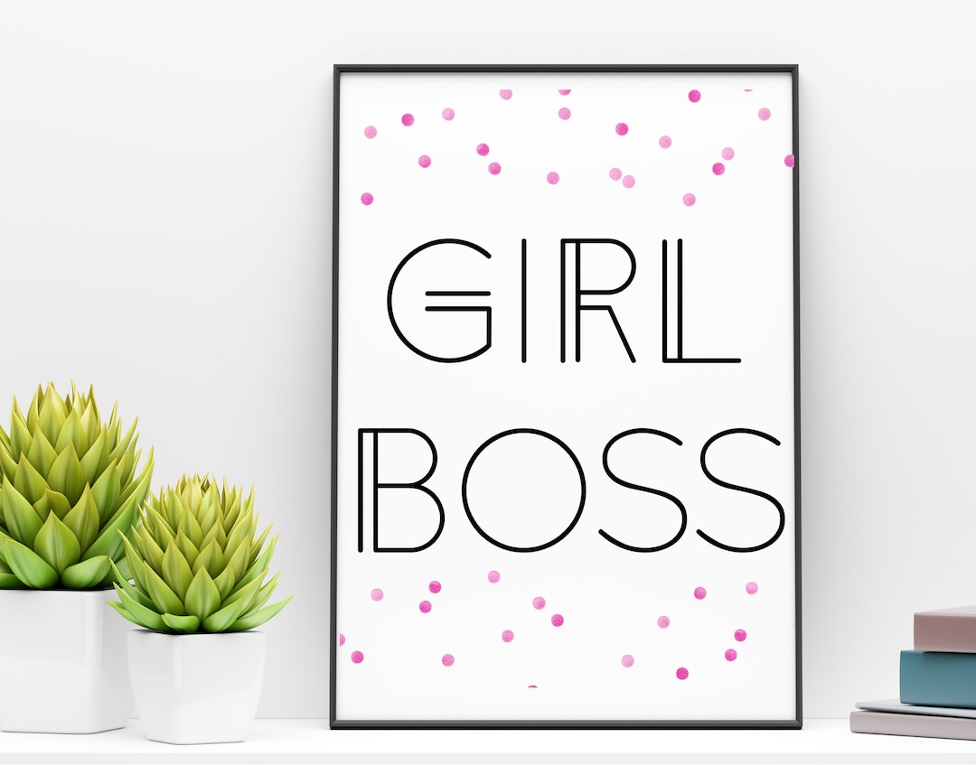 Girl Boss Office Printable Pink Polka Dots Print Office Art Work Office