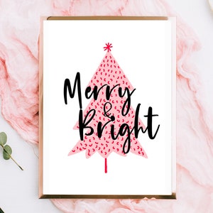 Merry & Bright Printable | Christmas Printable | Christmas Tree Print | Print at Home Decor | Merry and Bright | Digital Download | Instant