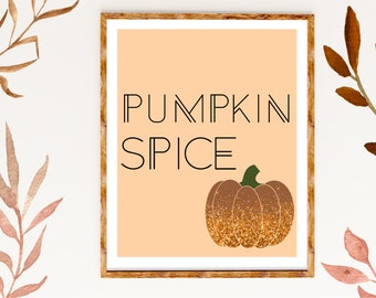 Impresión de calabaza especiada / Calabaza con brillantina / Impresión de otoño / Impresión de café / Impresión de calabaza especiada / Impresión de Acción de Gracias / Impresión de calabaza de otoño