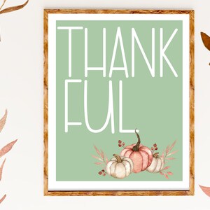 Thankful Print | Pink Pumpkin | Fall Print | Pumpkin Printable | Thanksgiving Printable | Autumn Leaves | Print at Home | Fall Decorations