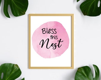 "Bendice este desastre" imprimible, descarga instantánea de acuarela, decoración infantil, decoración del hogar
