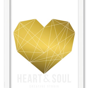Gold Geometric Heart {Digital Print}
