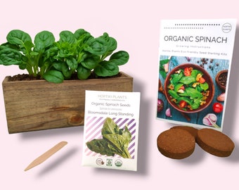 Organic Spinach Garden Kit, Indoor Garden, Garden Gift, Window Planter Box, Seed Grow Kit, Apartment Garden, Beginner Garden, Foodie Gift