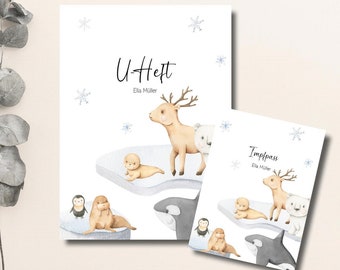 U Heft Hülle Set und Impfpass , Arktis, Geschenk Geburt