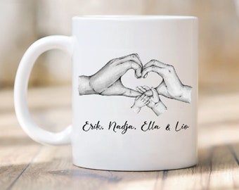 Tasse, Familie, personalisiert mit Namen, Geschenk Sie, Familie, Mama, Papa, Geschenkidee, Muttertag, Vatertag, Keramik