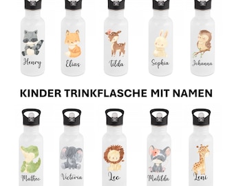 Trinkflasche Jungen, Trinkflasche Kinder personalisiert, Trinkflasche Tiere, Kindergarten, Kinder Trinkflasche Trinkhalm, Kleinkind,Geschenk