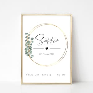 Birth poster "Eucalyptus" personalized