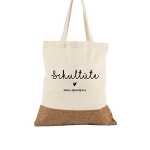 Cartable enseignant / professeur - sac en coton liège - cadeau pour la scolarisation - remise des diplômes - examen - idée cadeau
