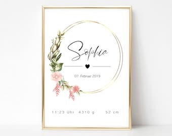 Birth poster "Eucalyptus" personalized