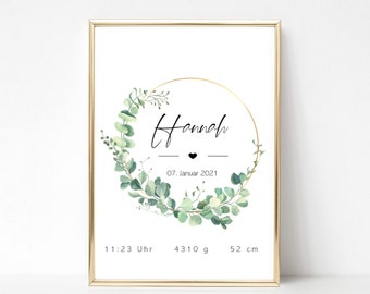 Birth poster "Eucalyptus"