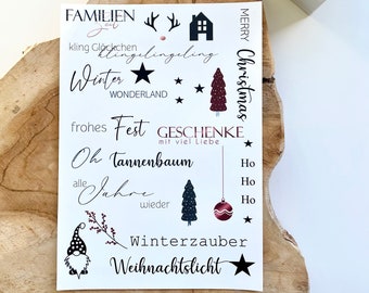 Kerzen Wasserschiebefolie Weihnachten, Wichtel, Tannenbäume  Bogen DIY - Tatoofolie für Kerzen und Keramik A5 Frohe Weihnachten