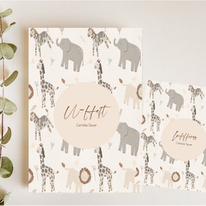 U boekjes omslagset en vaccinatiebewijs, safari, geboortecadeau