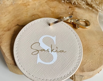 Keychain Personalized - PU Leather - Gift - Mother's Day - Father's Day - Pendant with Letters - Personalized Gift