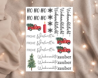 Kerzen Wasserschiebefolie Weihnachten, Tannenbäume  Bogen DIY - Tattoofolie Kerzen und Keramik A5 Frohe Weihnachten, Merry Christmas