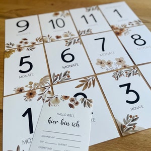 Cartes mensuelles Floral - Baby Milestone Cards 12 cartes pour la première année de vie