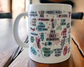 Tasse Kaffeetasse My daily Affirmations Geschenk Freundin Kollegin Kaffeebecher - physische Gesundheit - Affirmation