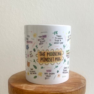 Tasse Kaffeetasse THE MORNING MINDSET Mug Geschenk Freundin Kollegin Kaffeebecher physische Gesundheit Affirmation Bild 1