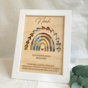 Geldgeschenk Kommunion - Geschenkidee, Taufe, Konfirmation - personalisiert mit Namen - mit Rahmen