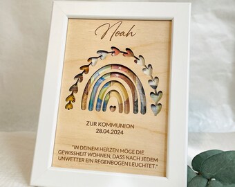 Geldgeschenk Kommunion - Geschenkidee, Taufe, Konfirmation - personalisiert mit Namen - mit Rahmen