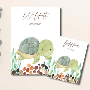 U-boekjesdoosje - schildpad - set met vaccinatiecertificaat - gepersonaliseerd - cadeau voor geboorte - doop - cadeau - gepersonaliseerd U-boekjesdoosje