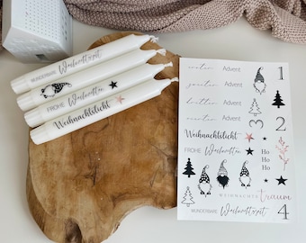 Kerzen Wasserschiebefolie Weihnachten Advent Bogen DIY - Tatoofolie für Kerzen und Keramik A5