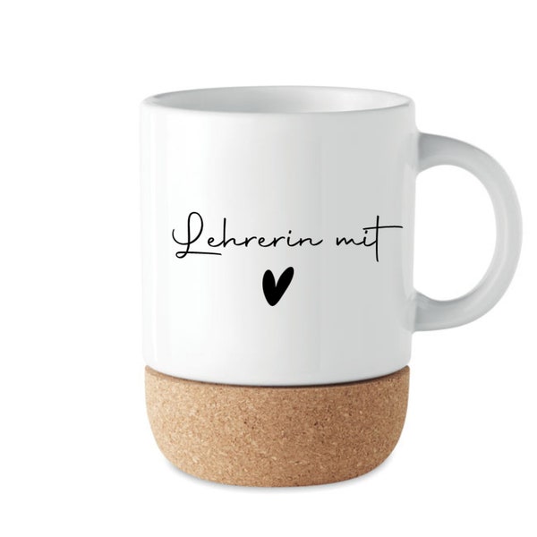 Cup - teacher gift for her - ceramic - personalized, farewell school farewell gift - teacher with heart