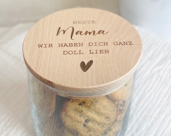 Storage jar with wooden lid, gift, gift idea, mom, thank you, Mother's Day, thank you, cookie jar, grandma
