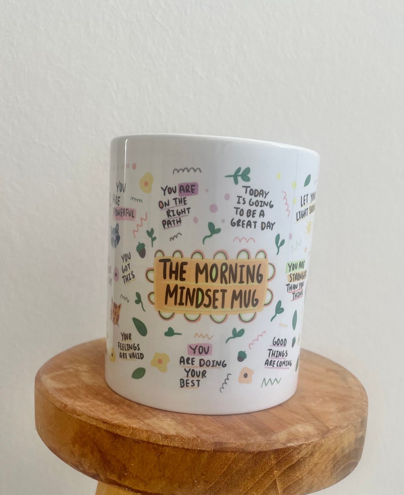 Tasse Kaffeetasse THE MORNING MINDSET Mug Geschenk Freundin Kollegin Kaffeebecher physische Gesundheit Affirmation Bild 2