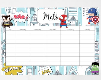 Timetable personalized "Superheroes"