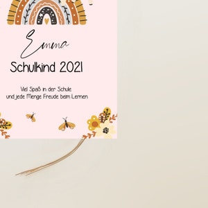 Stundenplan personalisiert, Einschulungsgeschenk, Geschenk Einschulung, Karte zur Einschulung, Schulanfang Boho Einhorn Bild 3