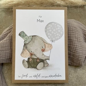 Geschenkschachtel Geburt, Box inkl. U Heft Hülle, Impfpass und Kinderreisepass, Elefant
