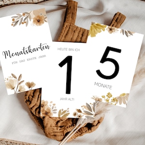 Cartes mensuelles Floral - Baby Milestone Cards 12 cartes pour la première année de vie
