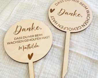 10x Hölzerne Tags 'Danke, Dass Du Mir Geholfen Hast Zu Wachsen' – 66x34 Mm, Naturholz, Für Lehrer