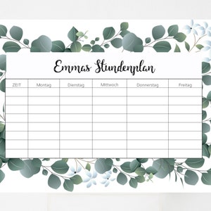 Timetable personalized "Eucalyptus"