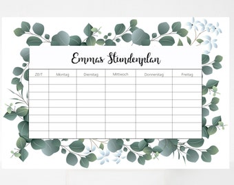 Timetable personalized "Eucalyptus"