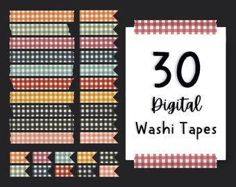 Semi Transparent Digital Washi Tape - digital planner graphics - Gingham