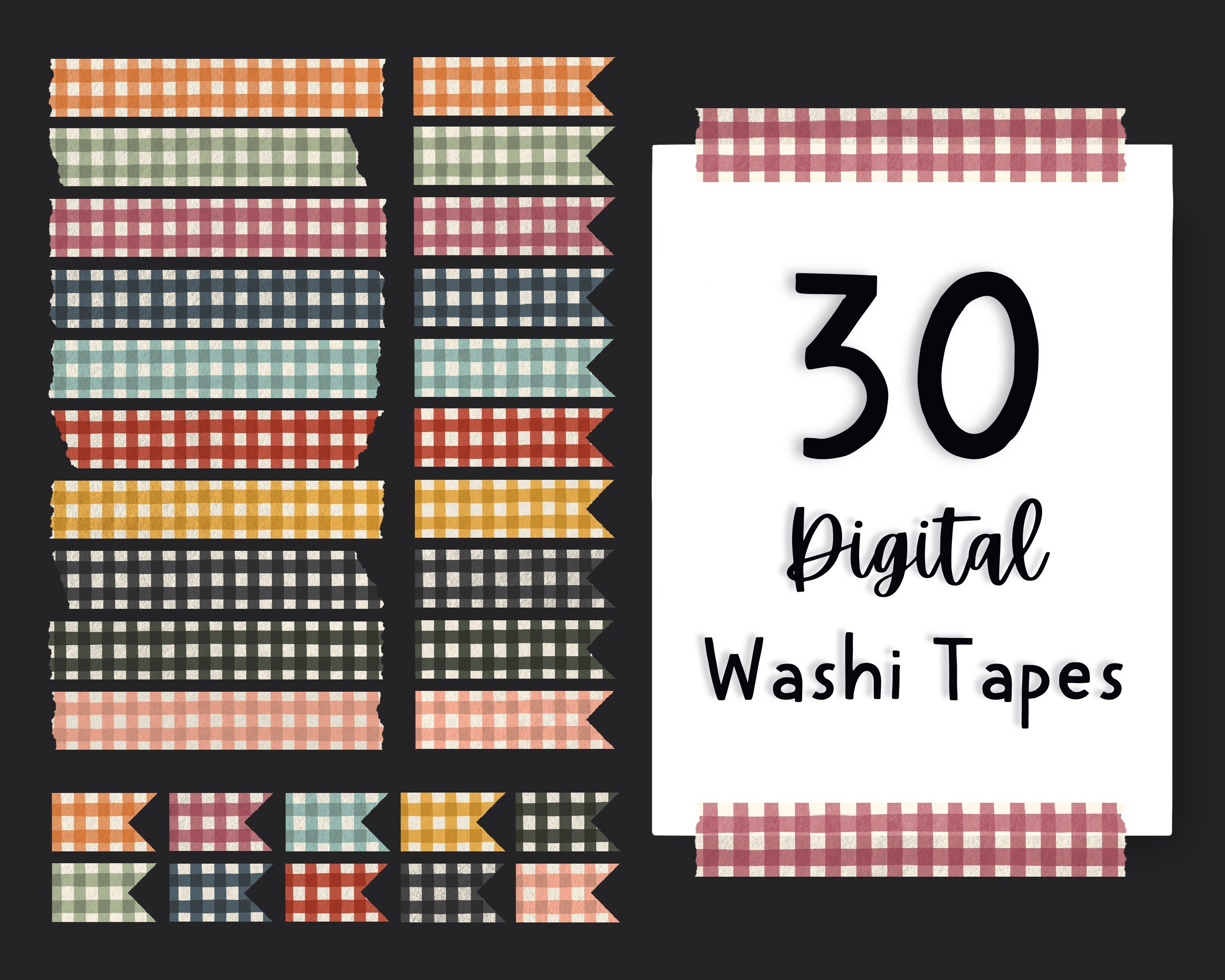 Washi Tape Clipart,Black White Washi Tape Clipart,Digital Washi  Tape,Digital Planner Stickers,Planner Clipart