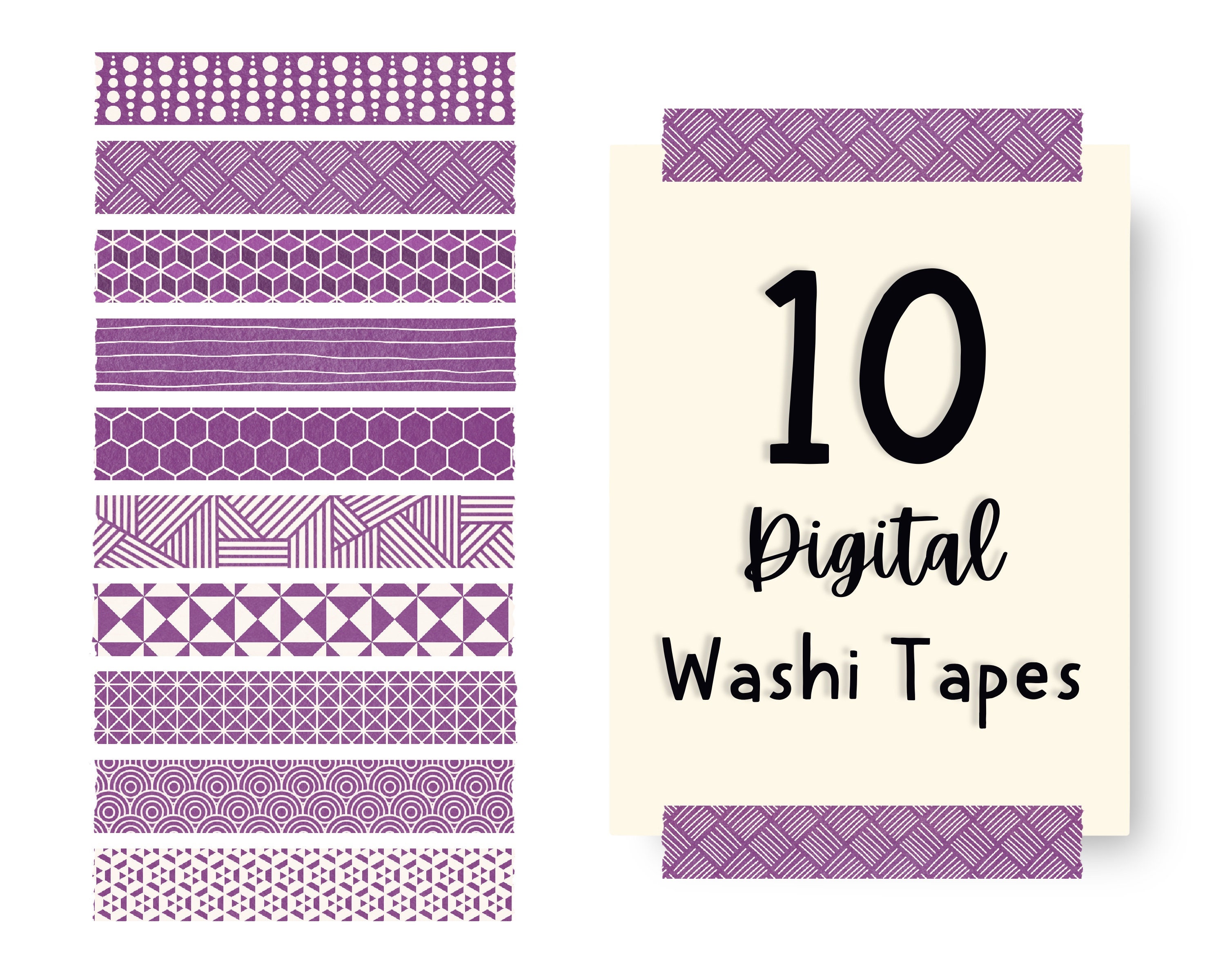 Purple Florals Digital Washi Tape Clipart