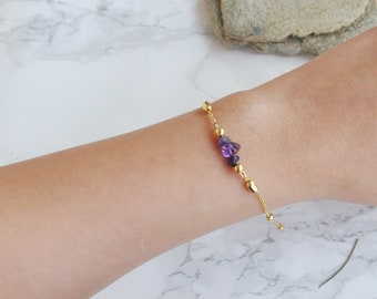 Gold filled 18k, amethyst bracelet, Dainty bracelet, Personalized bracelet, Tiny  bracelet, Personalized gift, Delicate bracelet