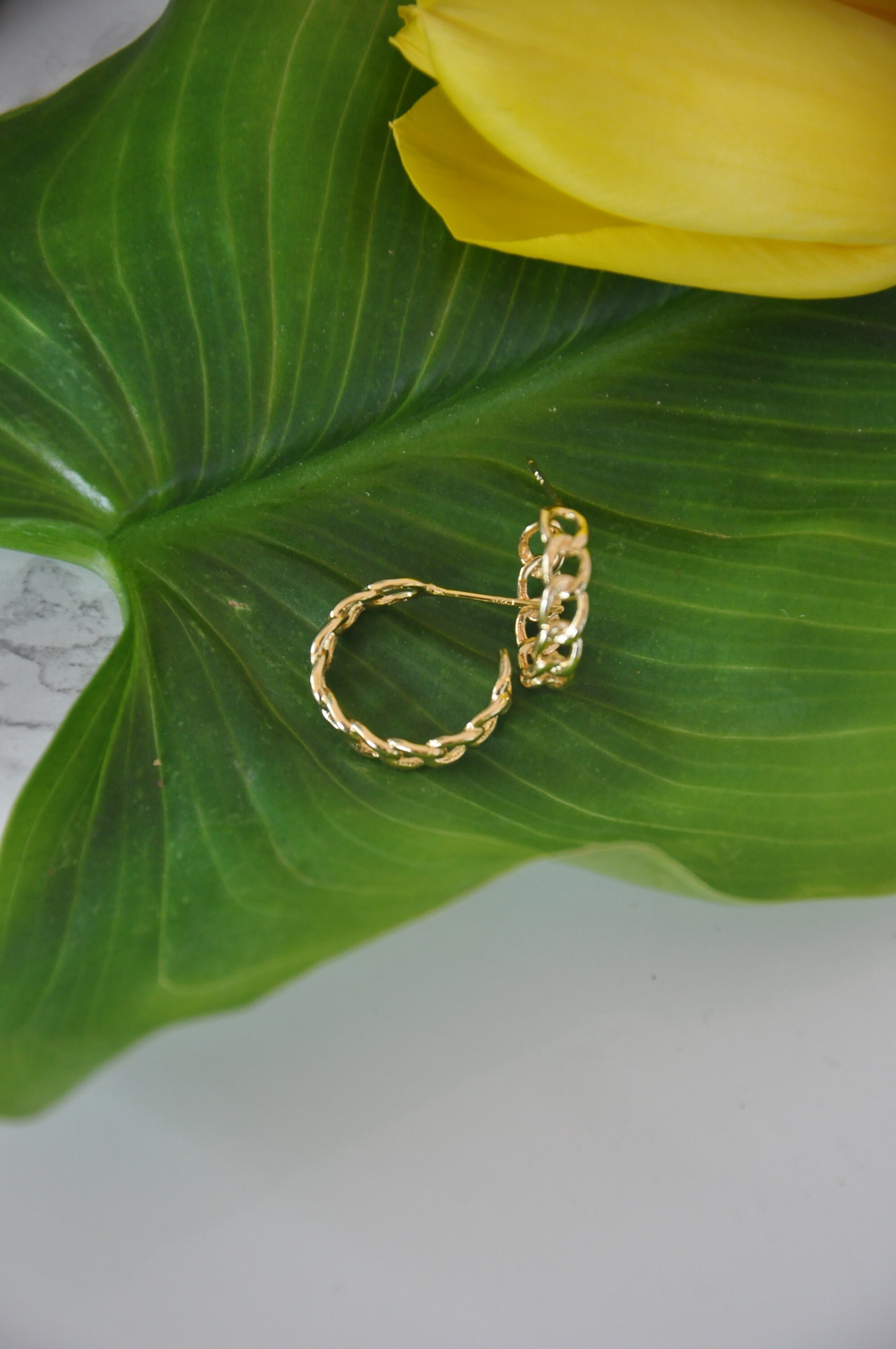 Chain gold hoop earrings 18k gold filled hoops Thick chain Etsy