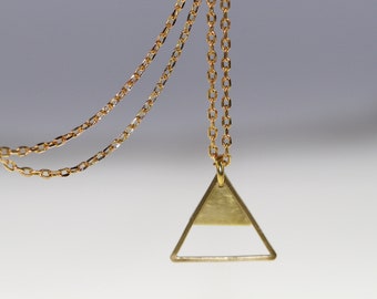 geometrische, Kette, Anhänger, Dreieck, Messing, Gold, minimalistisch, geometrisch