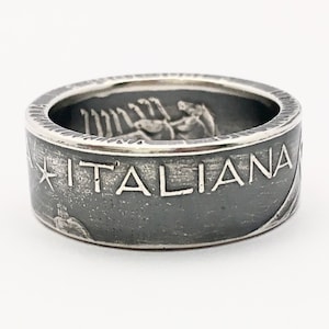 Italy 500 Lire Silver Coin Ring