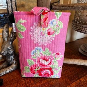 Protège-livre, tissu vintage, cartable, porte-livre, unique, couverture de livre, sac à main rose, pochette de livre rembourrée, protège-livre, cadeau pour amoureux des livres