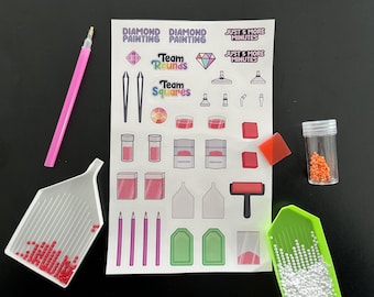 Diamond Painting Journal Stickers, Accessory Stickers (74 Total)