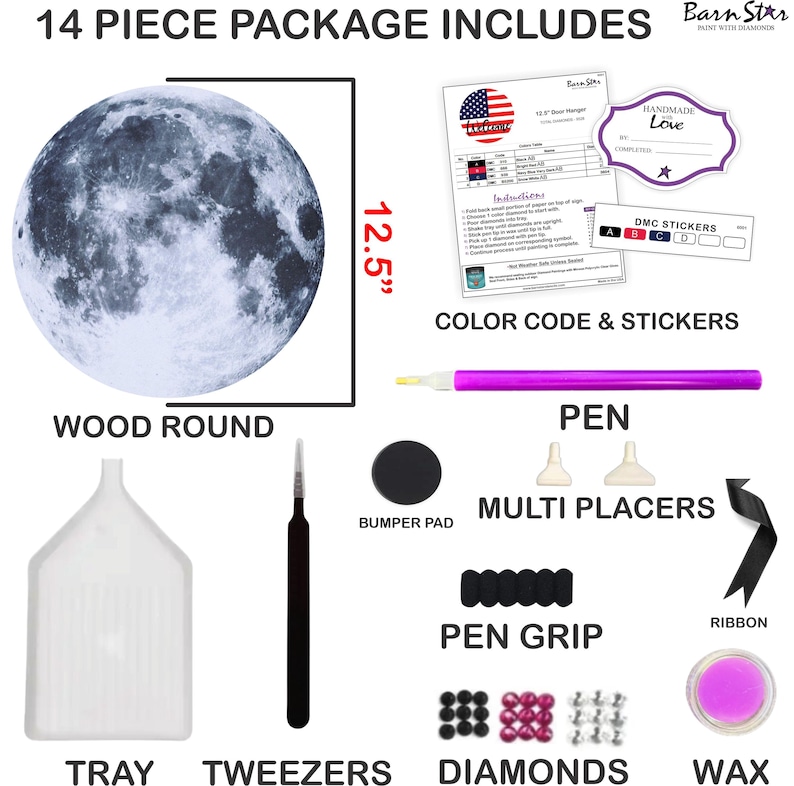 Full Moon Diamond Art Painting Kit, DIY Craft Kit for Adult Beginners image 2