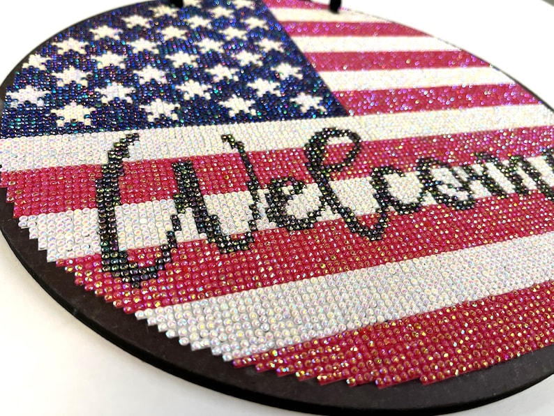 UPABLUNSO American Flag Lacrosse Gear Diamond Painting Kits DIY Paint Full Drill Diamond Painting Picture Arts Craft For Home Wall Art Decor 12x16 Inch